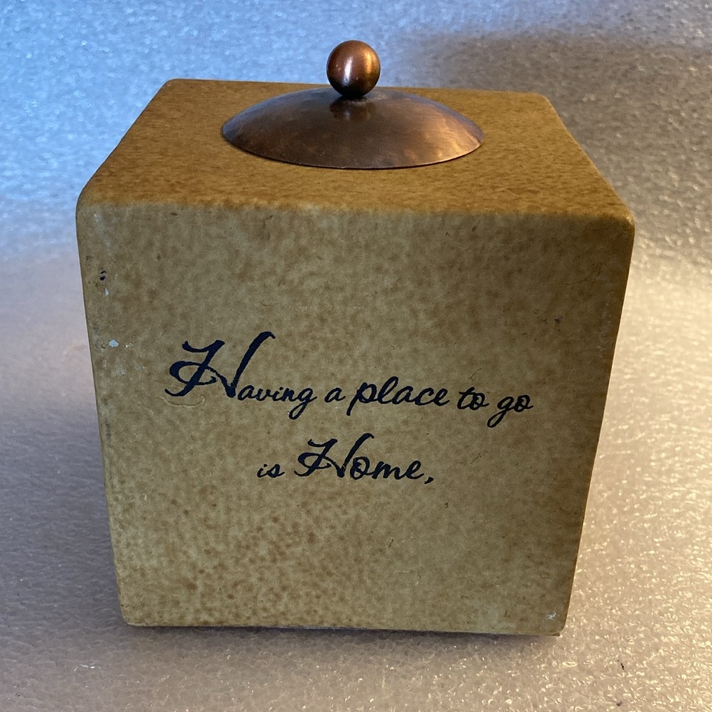 Pavilion Gift Company - 4” Square Terracotta Inspirational Comfort Candle Holder